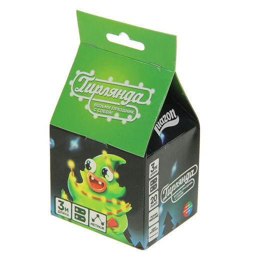 Гирлянда Нить 3 м с насадками Ёлки, IP20, прозрачная нить, 20 LED, батарейки AAх3 (нет в комплекте), свечение мульти - Luazon lighting фото 10