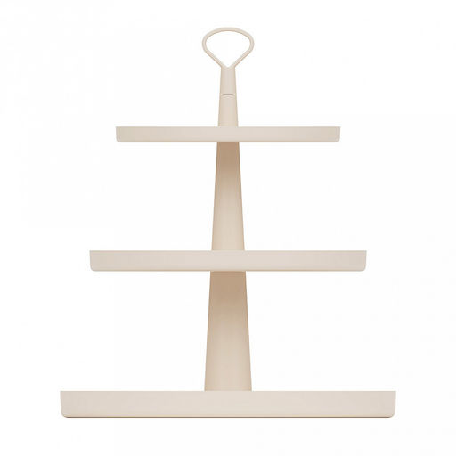 Блюдо-этажерка пластмассовое 3-х ярусное "Феерия" д29,5см, h34см, бежевый (Россия)