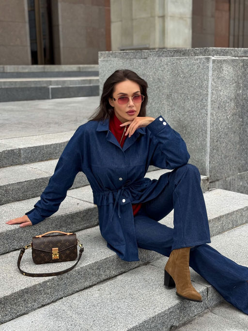 Жакет AURA 1142-164 темно-синий деним