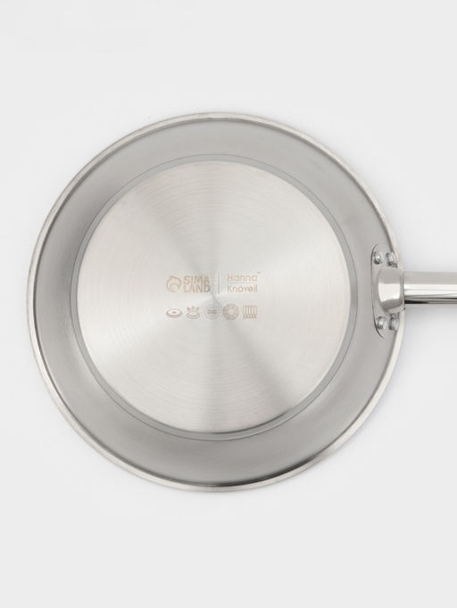 Сковорода Hanna Knövell, d=28 см, h=6 см, толщина стенки 0.6 мм, индукция, дно al+fe+al, нержавеющая сталь, серебристая