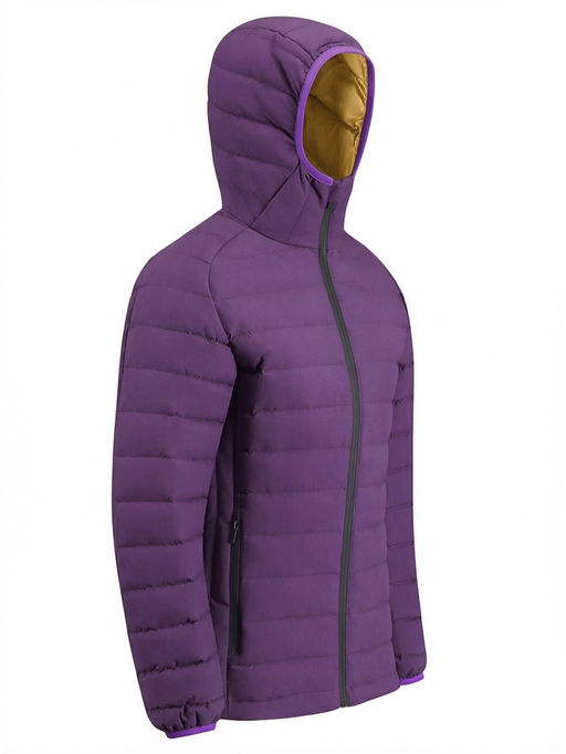 Куртка женская стёганая с капюшоном с графеновой подкладкой темно-фиолетового цвета 9624_1TF