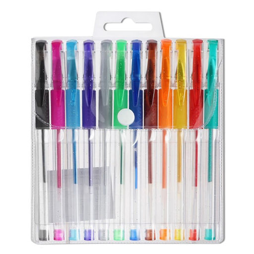 Набор гелевых ручек 12 штук, с резиновым держателем