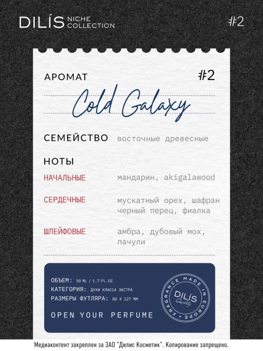 Dilis Cold Galaxy Духи экстра Dilis Niche Collection для мужчин 50 мл  фото 5