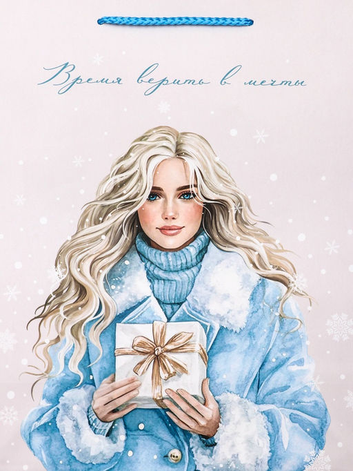 Цена за 2 шт. Пакет подарочный новогодний ламинированный, «Время верить в мечты», 26×12×32 см