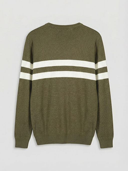 Bisiklet Yaka ?izgili Erkek Triko Kazak