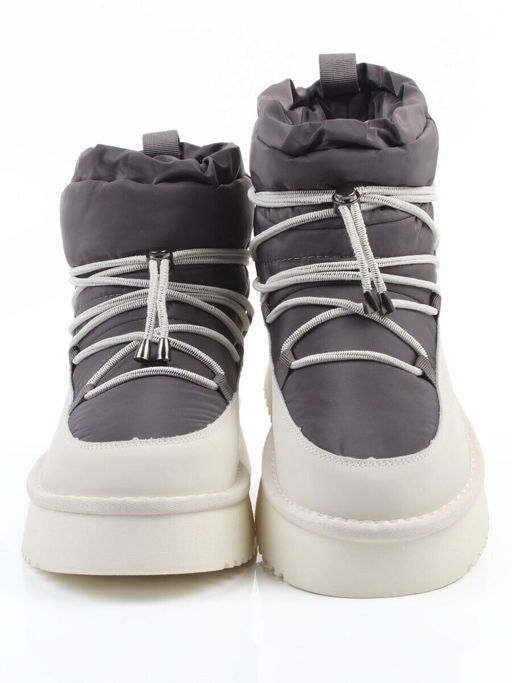 04-WF029-4M DK. GRAY/MILK Ботинки зимние женские (натуральная кожа, курточная ткань, 100% шерсть)