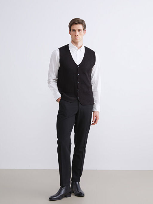 Standart Kal?p V Yaka Erkek Triko Yelek