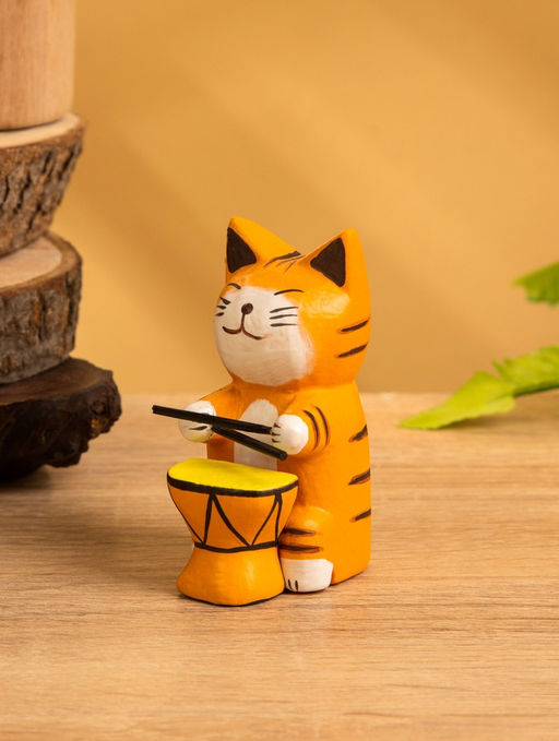 Сувенир «Кот барабанщик», 3.5×5.5×8 см, дерево, МИКС