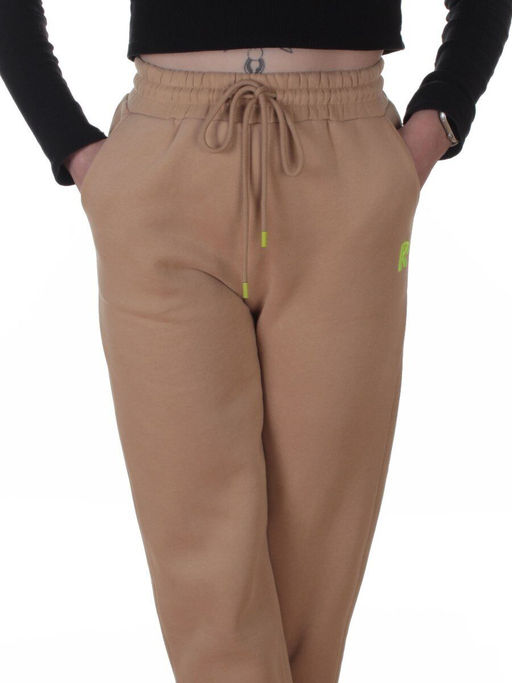 2617 BEIGE Брюки спортивные утепленные женские (85% хлопок, 10% полиэстер, 5% спандекс)