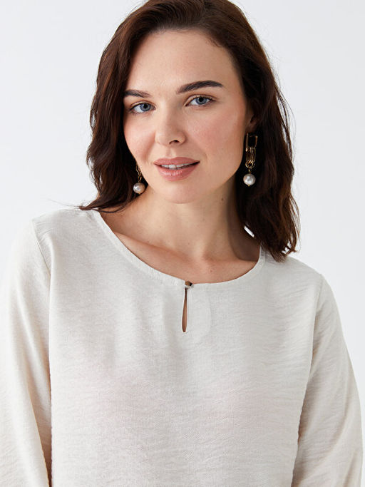 Bisiklet Yaka D?z Uzun Kollu Kad?n Bluz