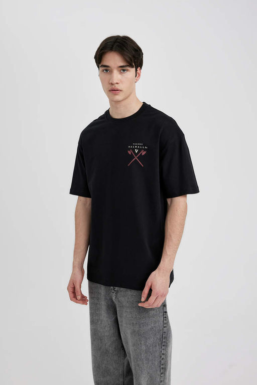 Футболка Vikings Valhalla Comfort Fit с круглым вырезом и короткими рукавами - Defacto фото 4