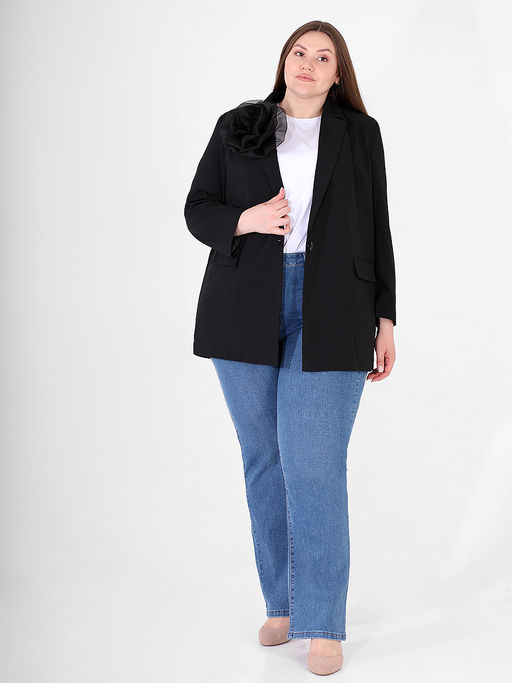 Брошь-цветок черного цвета большая