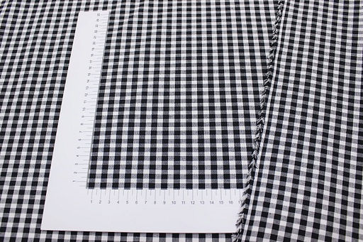 Пестрядь Черно-белая средняя клетка, ш.1.45, хлопок-100%, 140гр/м.кв - Купава фото 5