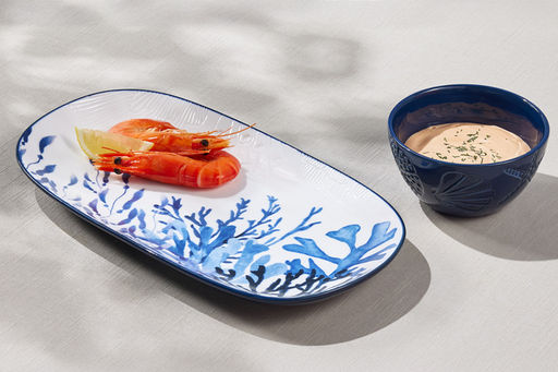 Набор, 2 пр, блюдо/салатник, керамика К, белое/синий, Синие кораллы, Blue Coral