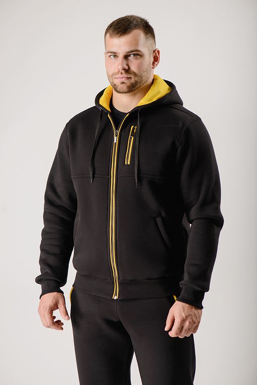 Утепленный костюм Футер 3-х ниточный М-1617: Чёрный / Жёлтый - Relay фото 5