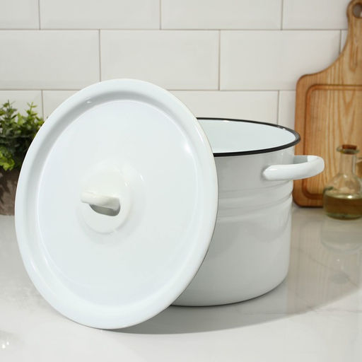 Цена за 2 шт. Кастрюля эмалированная, 8 л, d=25.5 см, с крышкой, без деколи, белая