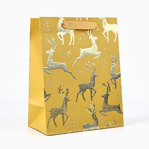Пакет подарочный новогодний ламинированный «Олени», MS 23×18×10 см