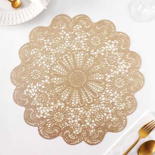 Салфетки сервировочные на стол Доляна Лидия, d=38 см, 4 шт., золотые  фото 2