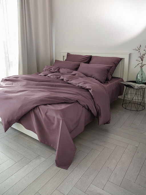 Простыня сатин-страйп 210x240 пурпурный сатин - Denastia фото 8