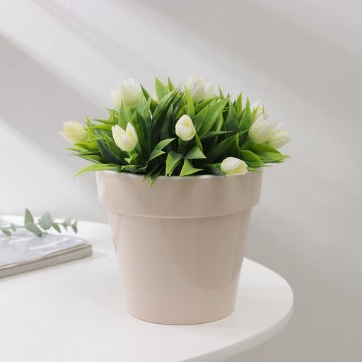 Цена за 2 шт. Кашпо для цветов со вставкой «Порто», 1 л, цвет жемчужный