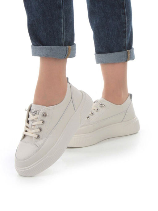 05-SD8-2D BEIGE Кроссовки женские (натуральная кожа) - Фабричный китай фото 2