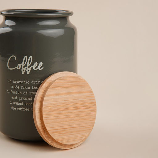 Банка для кофе SL Home, 9,5×14 см, цвет серый, с бамбуковой крышкой