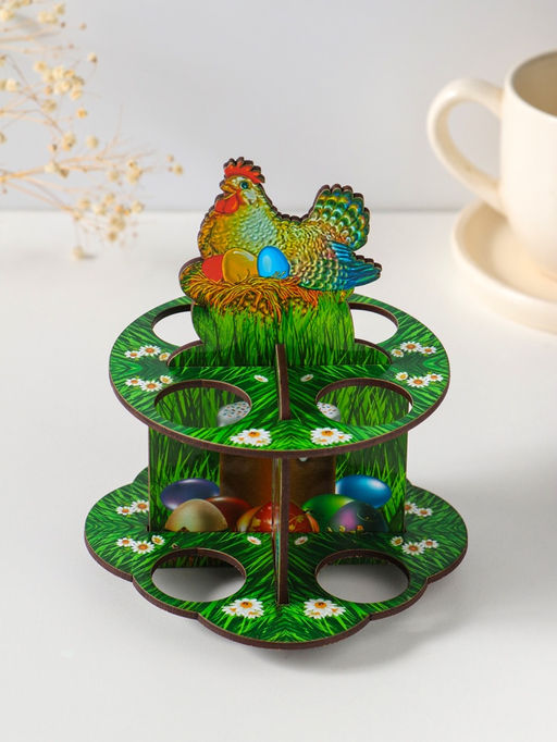 Подставка для 8 яиц в двух ярусах «Курочка ряба», 15.5×12.5 см