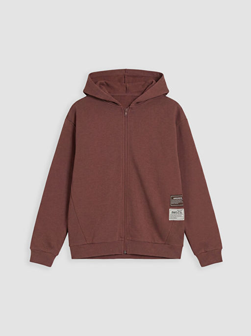 Kap??onlu Erkek ?ocuk Fermuarl? Sweatshirt