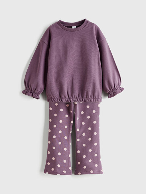 Bisiklet Yaka K?z ?ocuk Sweatshirt ve Tayt
