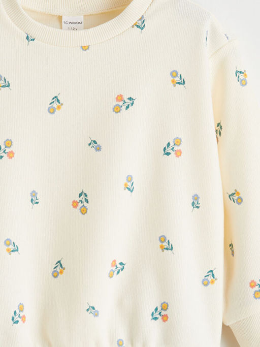 Bebe Yaka Bask?l? K?z ?ocuk Sweatshirt