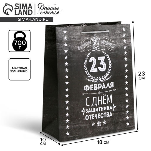 Цена за 2 шт. Пакет подарочный ламинированный, упаковка, С 23 февраля, MS 18?23?10 см
