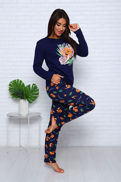 Костюм с брюками, принт, синий (954-1) - Плиона фото 5
