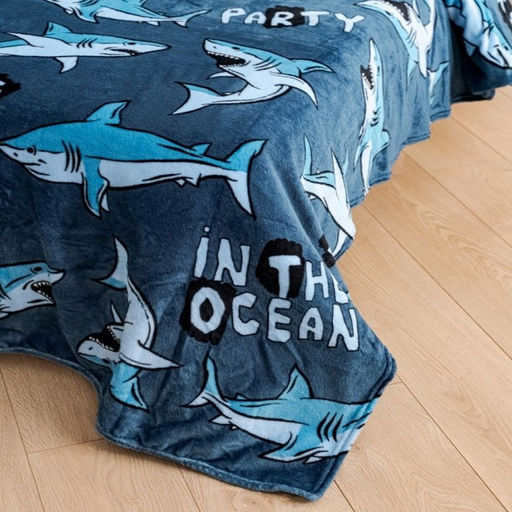 Плед Павлинка Акулы 100х150см, синий, аэрософт 190г/м, 100% полиэстер - Павлина фото 2