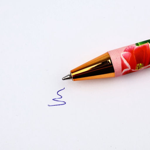 Цена за 10 шт. Ручка шариковая, синяя паста, пластиковый корпус С 8 марта тюльпаны