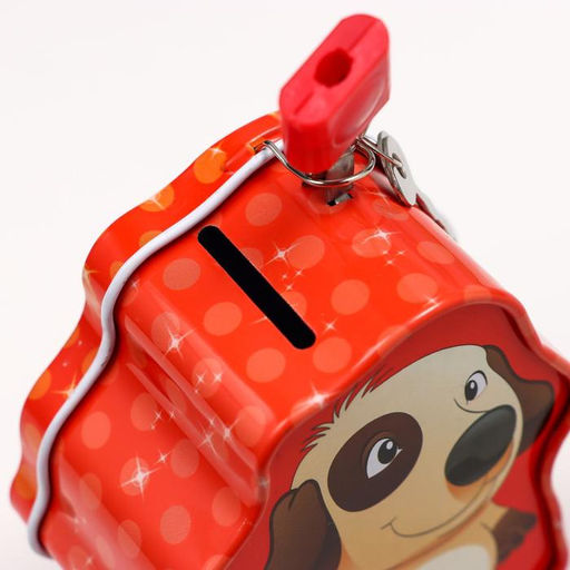 Копилка металл "Пёсик" с замком и ключиком МИКС 10,5х8х4,5 см