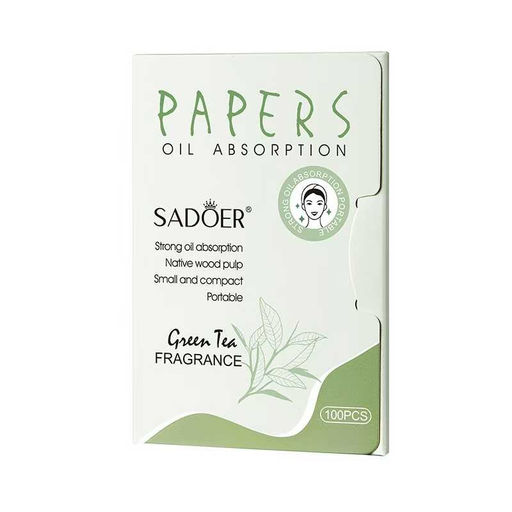 SADOER Матирующий салфетки против жирного блеска с ароматом зеленого чая, 100 шт.