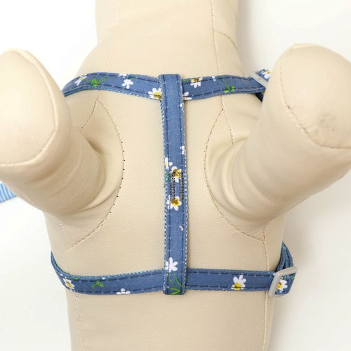 Комплект амуниции с игрушкой, поводок 120 х 1 см, ОШ 24-38 см, ОГ 24-38 см, синий с цветами - Пижон фото 6