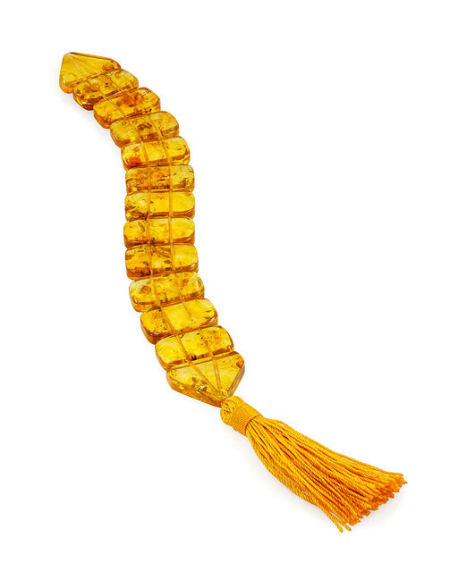 Перекидные чётки из формованного лимонного янтаря с кисточкой