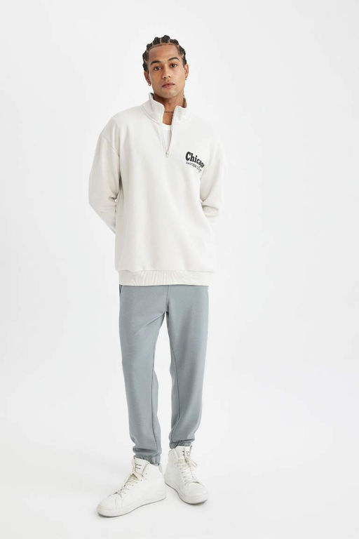 DeFactoFit толстый свитшот оверсайз с воротником-стойкой NBA Chicago Bulls  фото 3