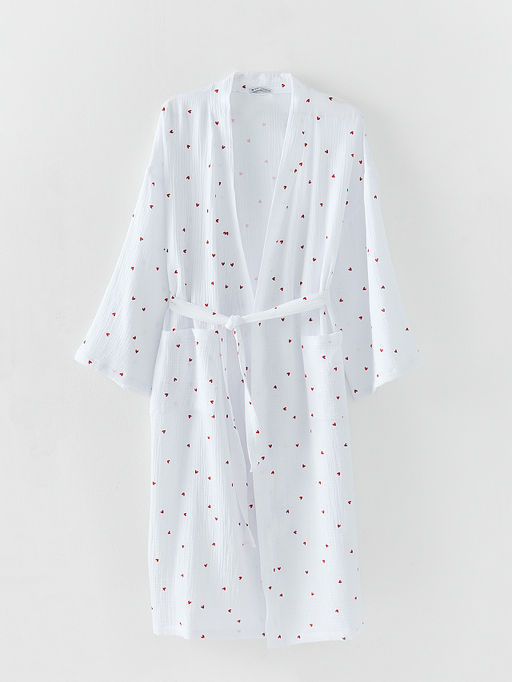 Халат женский белый с принтом в сердечко - Mark formelle фото 5