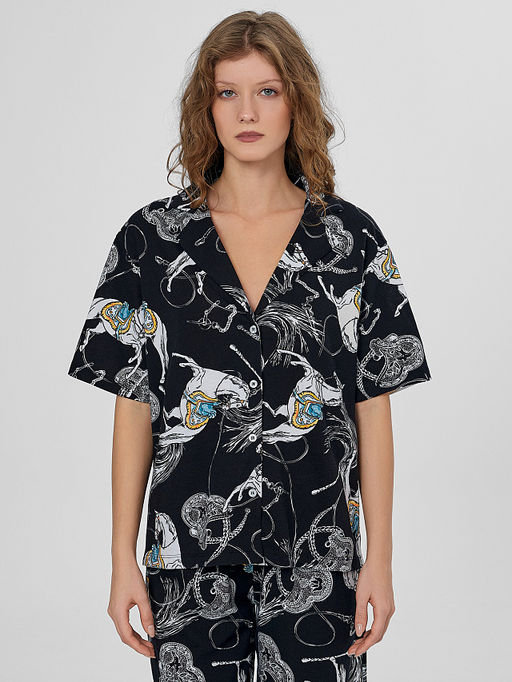 Комплект женский домашний черный с узором - Mark formelle фото 3