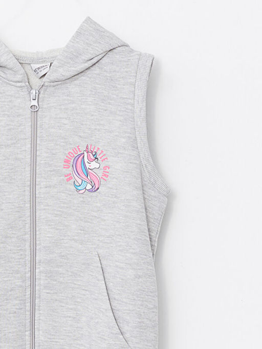 Kap??onlu Bask?l? K?z ?ocuk Fermuarl? Yelek - Waikiki фото 2