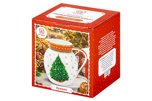 Кувшин 1,2 л 16*13*15,5 см Новогодняя ёлка красный узор, NEW BONE CHINA - Elan gallery фото 14