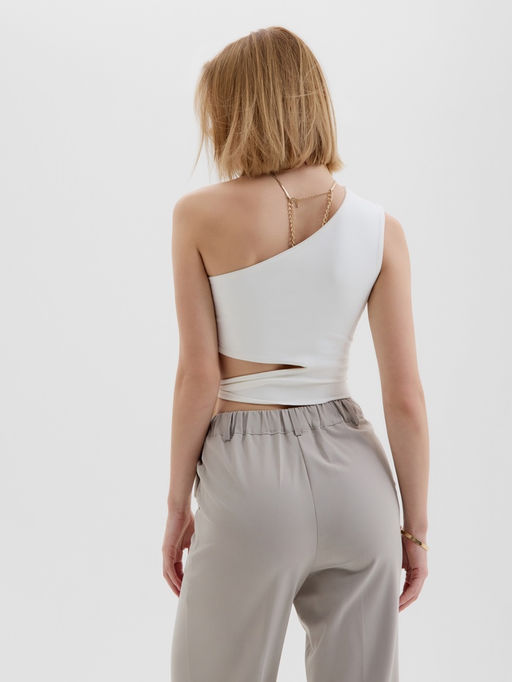 Топ с завязкой на талии женский MINAKU : Casual Collection, белый, размер 48