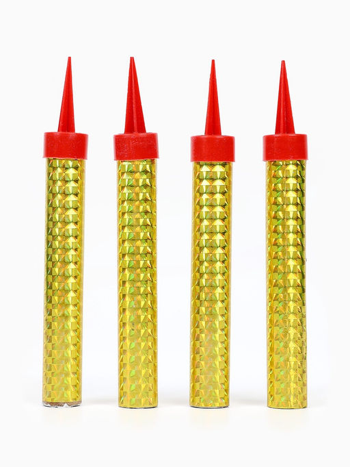 Свечи фонтаны в торт золотые, 4 шт., 10 см, горение 30-35 сек