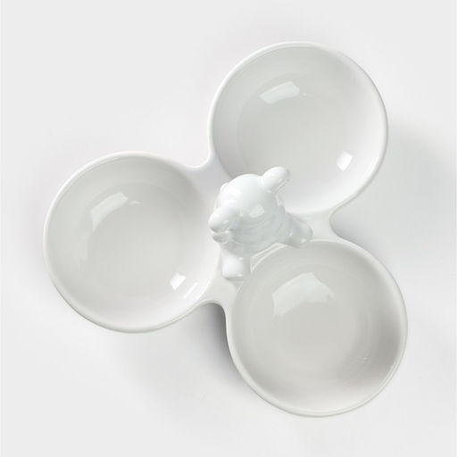 Менажница Доляна «Мишка Отто», 20.5×10 см, 3 ячейки, доломит, белая  фото 6