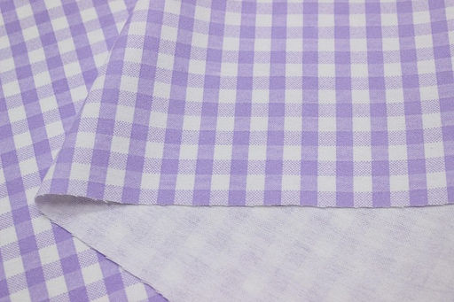 Теплый хлопок Клетка (0.7*0.7см) цв.сиреневый/белый, СОРТ2, ш.1.48м, хл-100%, 160гр/м.кв - Купава фото 6