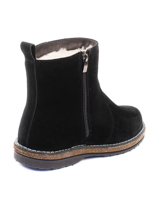 Ботинки женские на войлочной подошве, черные,замша, молния.