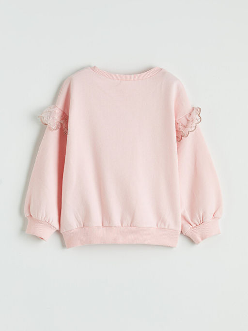 Bisiklet Yaka F?rf?rl? Bask?l? K?z ?ocuk Sweatshirt
