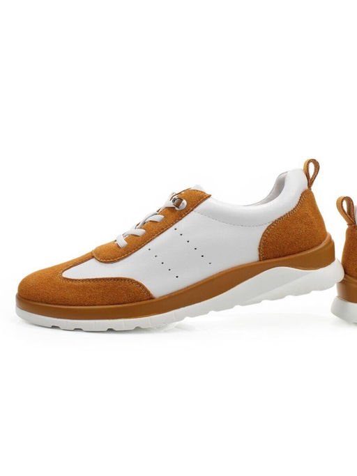 03-YA486-2 WHITE/SAND Кроссовки женские (натуральная кожа, натуральная замша)